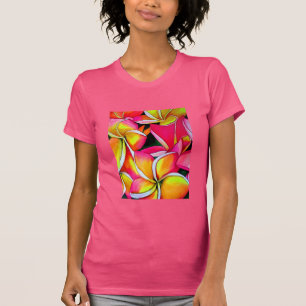 Camiseta Arte de néon tropical do original da flor do