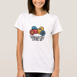 Camiseta Arte de Nível de Jogador Casado 1 e 2