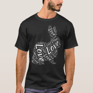 Camiseta Arte de Nuvem de Palavras de Amor de Coelho Silhue