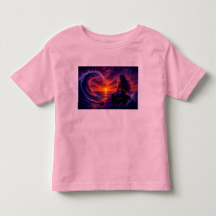 Camiseta Arte de Oceano Pôr do Sol Fantasia Onda Sereia Mís