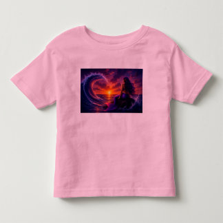Camiseta Arte de Oceano Pôr do Sol Fantasia Onda Sereia Mís