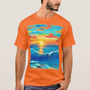 Camiseta Arte de Ondas Sunset Ocean