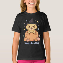 Camiseta Arte de outono pastel de bruxa de cachorro assusta