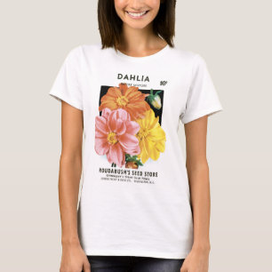 Camiseta Arte de Pacote de Sementes Antigas, Flores de Jard