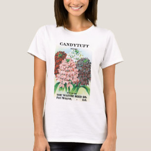 Camiseta Arte de Pacote de Sementes Antigas, Flores de Jard
