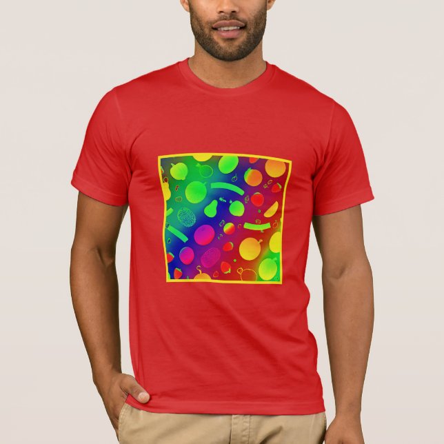 Camiseta Arte de Padrão Colorida de Neon Fruta (Frente)