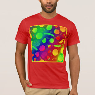 Camiseta Arte de Padrão Colorida de Neon Fruta