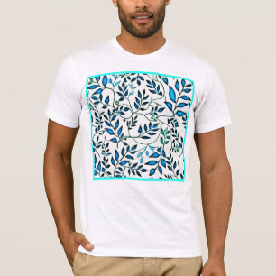 Camiseta Arte de Padrão de Folhagem Colorida