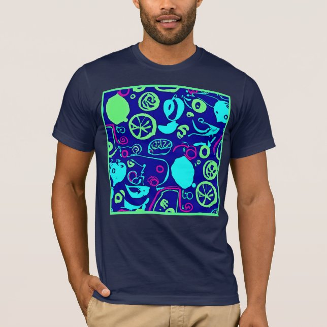 Camiseta Arte de Padrão do Neon Fruta (Frente)