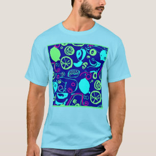 Camiseta Arte de Padrão do Neon Fruta