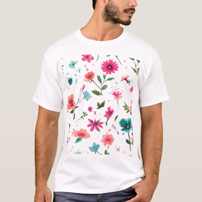 Camiseta Arte de Padrão Floral Vibrante (Frente)