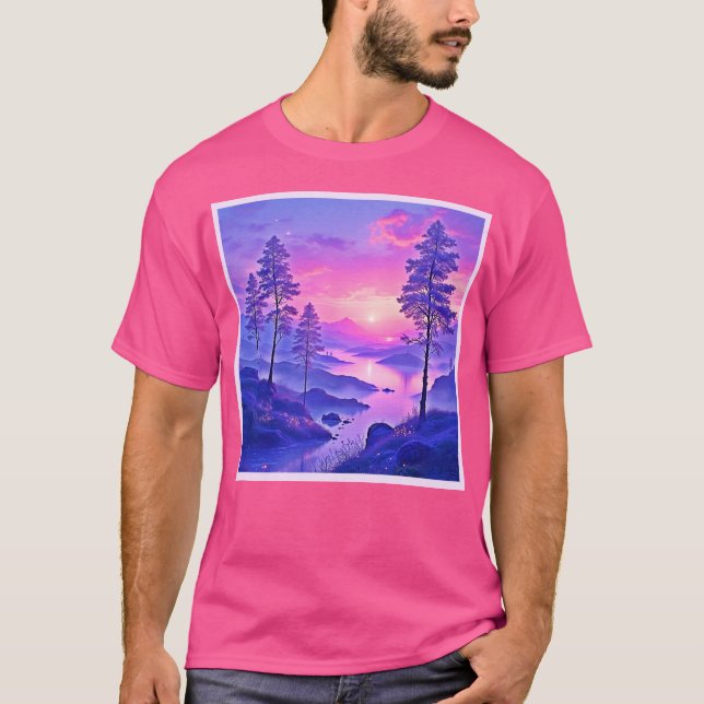 Camiseta Arte de Paisagem Roxa (Frente)