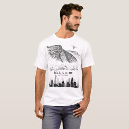 Camiseta Arte de Paisagem Urbana Monocromática de Montanha