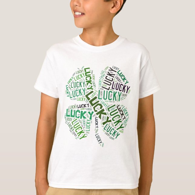 Camiseta Arte de Palavra de Entalhe Sortuda (Frente)