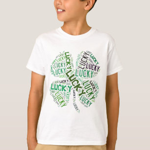 Camiseta Arte de Palavra de Entalhe Sortudo