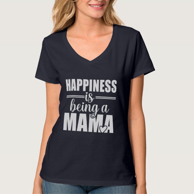 Camiseta Arte de palavra Mamãe felicidade fofa (Frente)