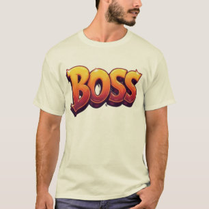 Camiseta Arte de Palavras BOSS Colorida Gradiente Laranja A