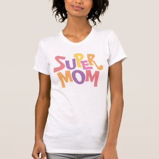 Camiseta Arte de Palavras Citação de Super Mãe Divertida e