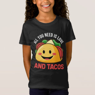 Camiseta Arte de palavras de amor de taco fofo para meninas