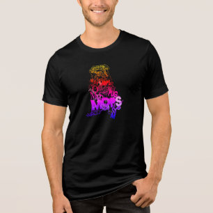 Camiseta Arte de Palavras Pug Cores Arco-íris