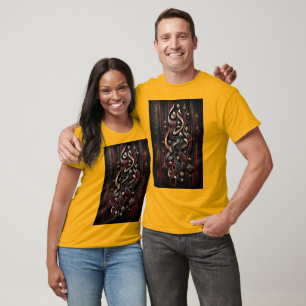 Camiseta Arte de Parede Abstrata Caligráfica 3D Royal Crims