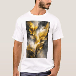 Camiseta Arte de Parede Botânica Abstrata Dourada