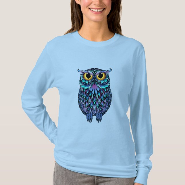 Camiseta Arte de Parede Poster Coruja Mandala (Frente)