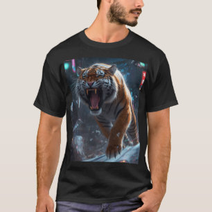 Camiseta Arte de Parede Rugido do Tigre Cibernético