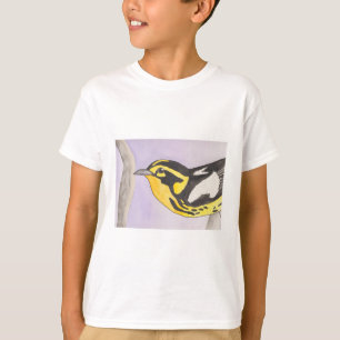 Camiseta arte de pássaro aquarela da mariquita-de-blackburn
