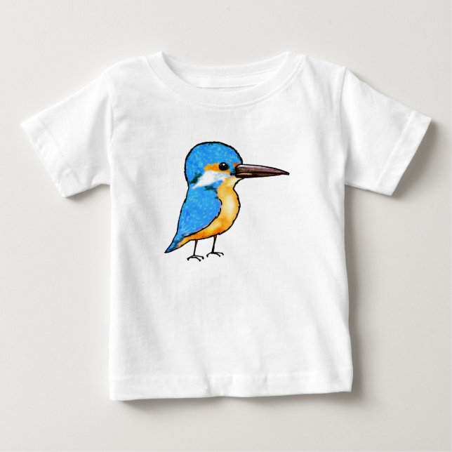 Camiseta Arte de Pássaro Azul Cute Kingfisher (Frente)