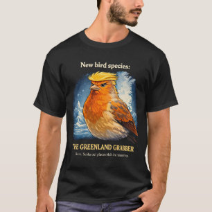 Camiseta Arte de Pássaro Satírico Político Greenland Grabbe