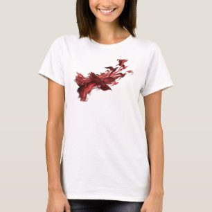 Camiseta Arte de Pássaros Abstratos Vermelhos Contemporâneo