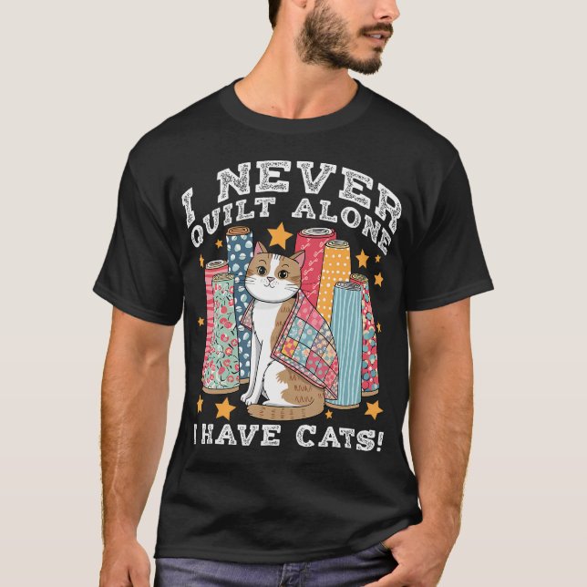 Camiseta Arte de Patchwork Divertida para Amante de Gatos C (Frente)