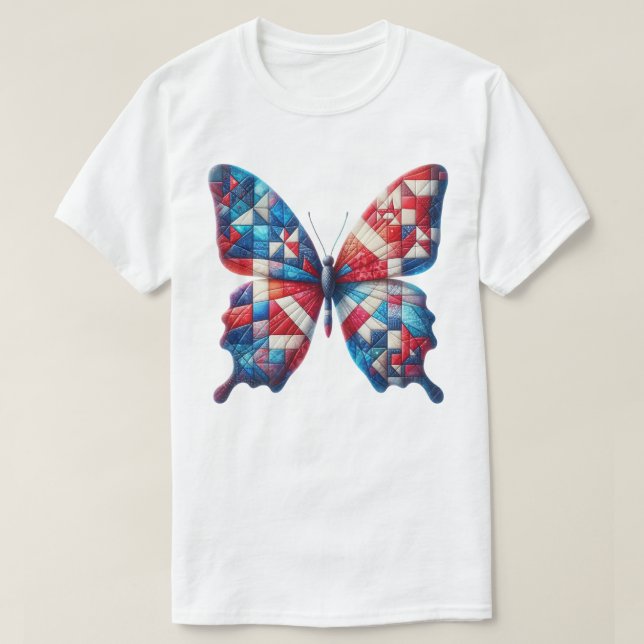 Camiseta Arte de Patchwork Patriota (Frente do Design)