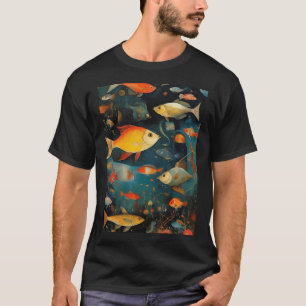 Camiseta Arte de Peixe Abstrato
