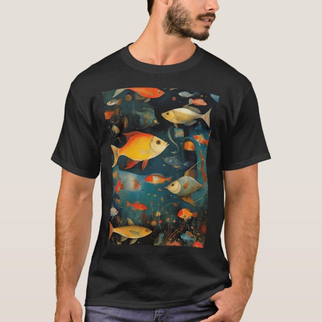 Camiseta Arte de Peixe Abstrato (Frente)