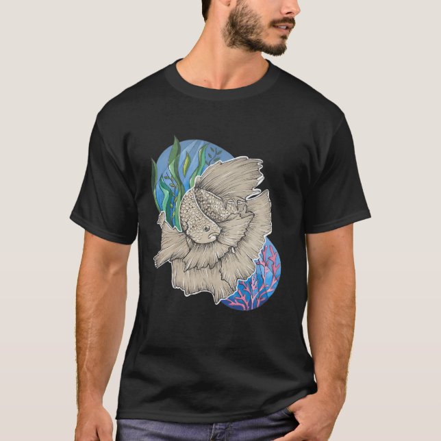 Camiseta arte de peixe Betta (Frente)