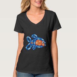 Camiseta Arte De Peixe Desenhando Laranja E Balão Azul Torc