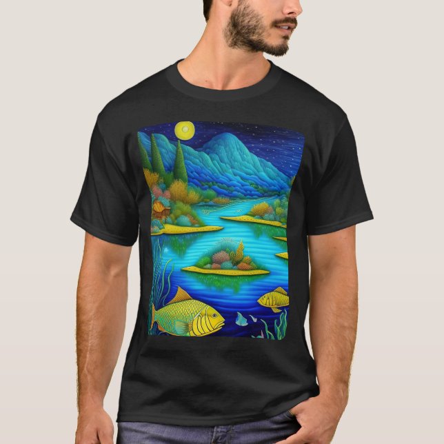 Camiseta Arte de Peixe do Lago de Fantasia   (Frente)