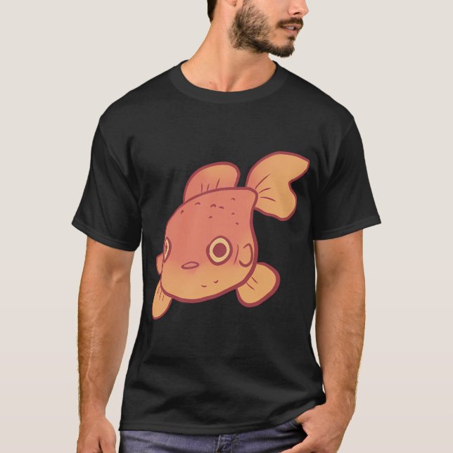 Camiseta arte de peixe dourado engraçado (Frente)