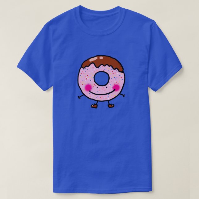 Camiseta Arte de Personagem de Donut Sorridente com Confeit (Frente do Design)