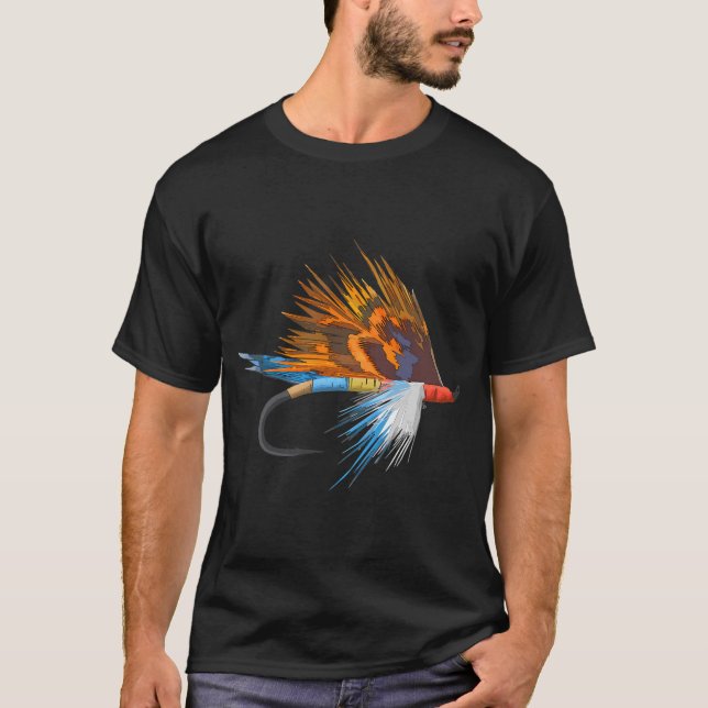 Camiseta Arte de Pesca com Mosca por TeeCreations (Frente)