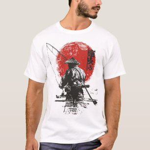 Camiseta Arte de Pesca Japonesa Impressão Red Sun Fishe