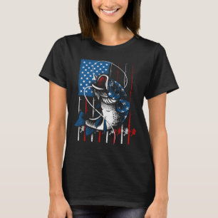 Camiseta Arte de Pesca Para Homens Mulheres Bandeira Americ