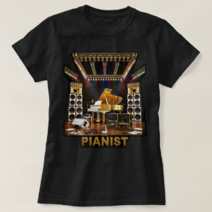 Camiseta Arte de Piano de Cauda de Luxo para Pianistas Toca