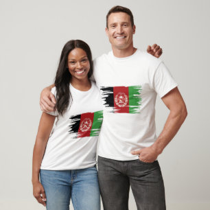 Camiseta Arte de Pincel da Bandeira do Afeganistão
