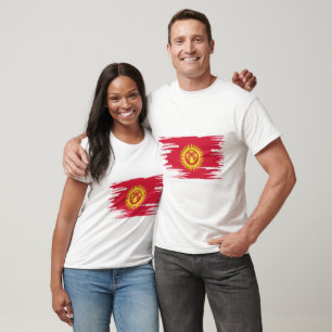 Camiseta Arte de Pincel da Bandeira do Quirguistão