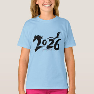 Camiseta Arte de Pincel do Ano do Cavalo de 2026