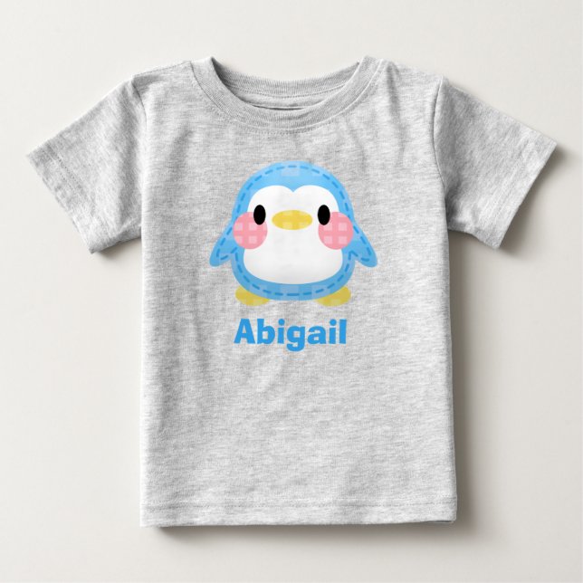 Camiseta Arte de Pinguim Personalizada com Estilo de Patchw (Frente)
