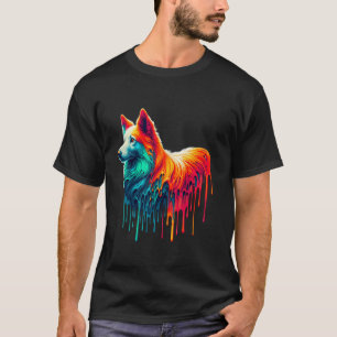 Camiseta Arte de Pintura a Gotejar Podengo Português